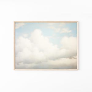 Impresión de pintura al óleo vintage de cielo azul y nubes / Arte mural para guardería / Arte mural de cielo / Pintura al óleo antigua / Impresión de nubes / Impresión mate premium VCB1