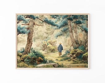 Vintage Japanese Forest Print | Kawase Hasui Inspired Woodblock Wall Art | WFW2