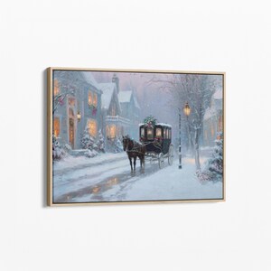 Victorian Christmas Village Painting Canvas Print | Holiday Wall Art | Festive Snowy Winter Scene | Cozy Holiday Decor | CPA4