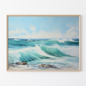 Ozean Druck, Strand Ölgemälde Druck, Meereswellen Antenne, Ozean Wandkunst, Nautikdruck, Meeresposter, Wasserdruck, Ozean Kunst OCBO1