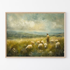 The Lord is my Shepherd Art, Modern Christian Art, Jesus Leaves 99, Coastal Christian Art, Jesus Art, Christ Art, Christian Painting TLI1