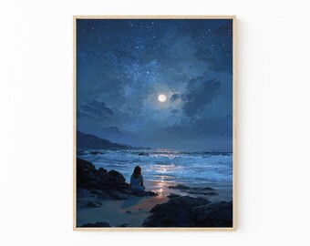 Feeling the Ocean Painting Print: Sea Swimming Coastal Wall Art | HLF2