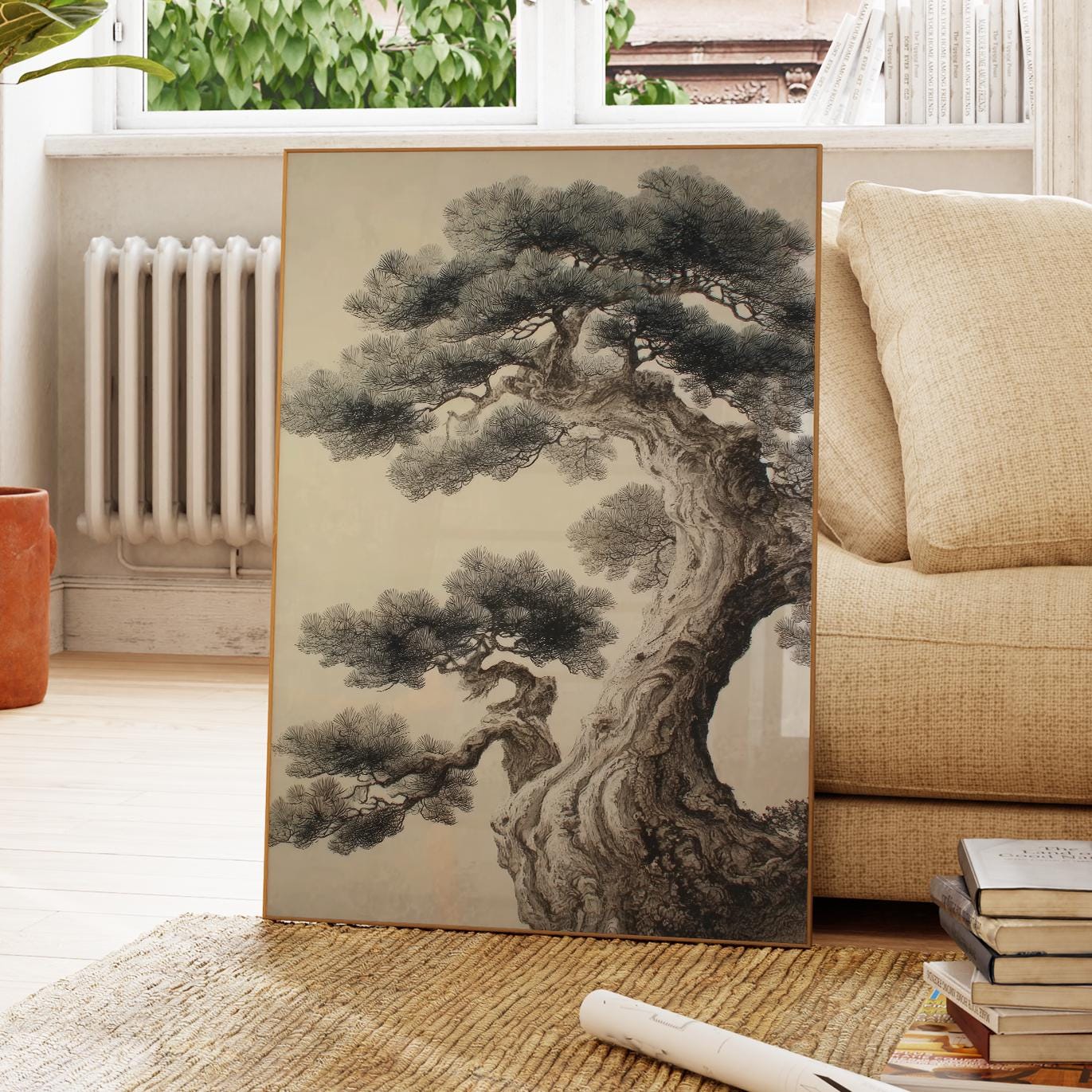 古代の松の木の壁画 | 日本の自然画 | 禅風植物装飾 | 東洋の木の絵