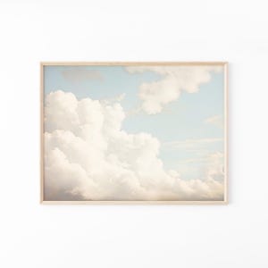 Impresión de pintura al óleo vintage de cielo azul y nubes / Arte mural para guardería / Arte mural de cielo / Pintura al óleo antigua / Impresión de nubes / Impresión mate premium VCB4