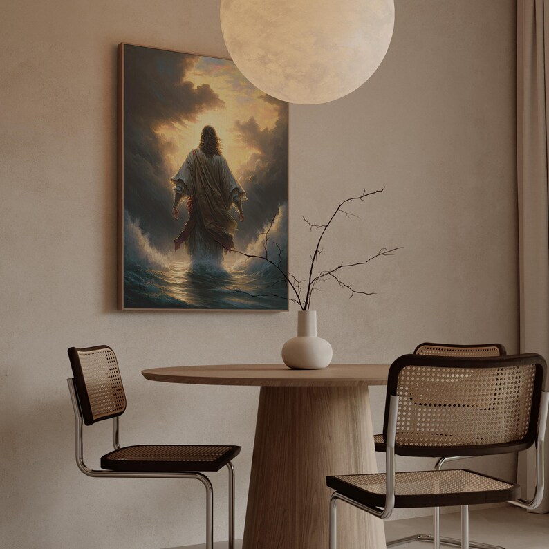 Jesus Christ Walking on Water Original Oil Painting Canvas Print ...