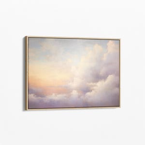Impresión en lienzo de nubes vintage / Arte de pared para habitación infantil / Arte de pared con cielo / Pintura al óleo antigua / Lienzo estirado listo para colgar / VCB8C