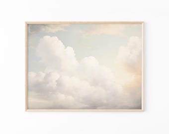 Vintage Cloud Oil Painting Print | Nursery Wall Art | Sky Wall Art | Antique Oil Painting | Cloud Print