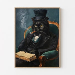 Gentleman Cat Sipping Wine Oil Painting Print | Bar Cart Decor | Cat Poster | Wine Print  | Trendy Kitchen Decor | Dining Room Print | GCS4