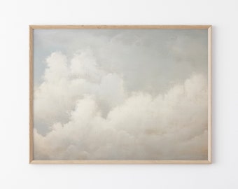 Vintage Wolke Ölgemälde Print | Kinderzimmer Wand Kunst | Himmel Wand Kunst | Antikes Ölgemälde | Wolken Print | Hochwertiger Mattdruck