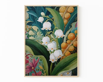Impresión botánica abstracta / Arte de flores silvestres tropicales terrosas / Decoración del hogar bohemia / TCC2