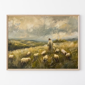 The Lord is my Shepherd Art, Modern Christian Art, Jesus Leaves 99, Coastal Christian Art, Jesus Art, Christ Art, Christian Painting TLI2
