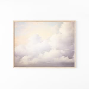 Impresión de pintura al óleo vintage de nubes y atardecer / Arte mural para guardería / Arte mural con cielo / Pintura al óleo antigua / Impresión de nubes / VCB6
