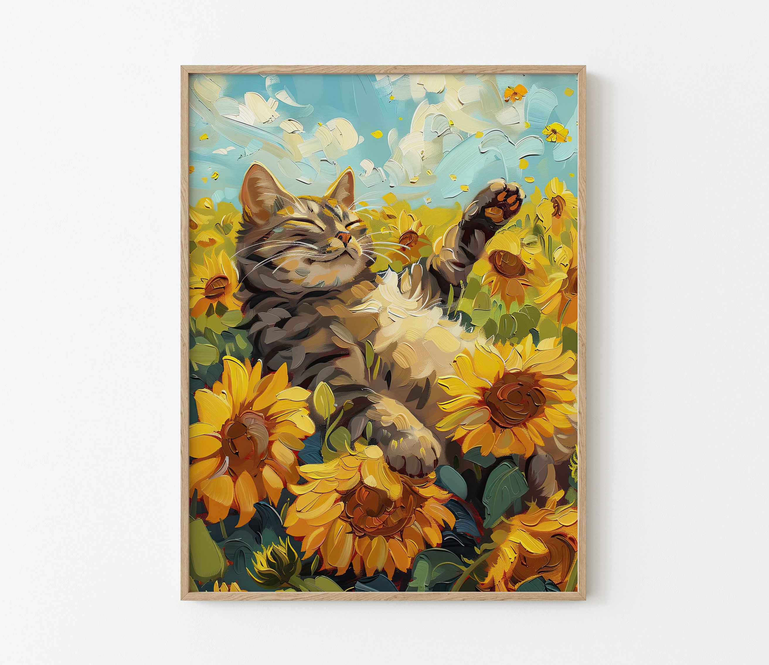絵画 猫 ゴッホ 向日葵 ミニ画 パロディ オマージュ cat art Gogh 絵画 猫 ゴッホ 向日葵 ミニ画 パロディ オマージュ cat art