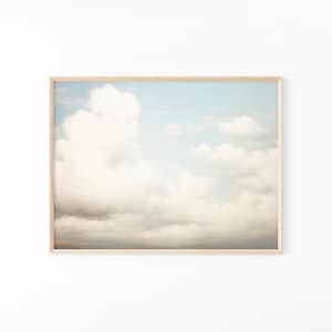 Impresión de pintura al óleo vintage de cielo azul y nubes / Arte mural para guardería / Arte mural de cielo / Pintura al óleo antigua / Impresión de nubes / Impresión mate premium VCB2