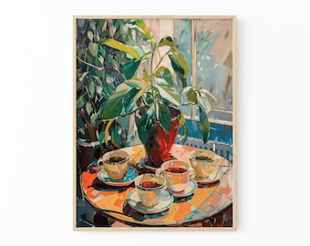 Retro Coffee Acrylic Painting Print | Vintage Coffee Print | Kitchen Decor | Italian Travel Decor | RCA1