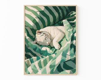 Emerald Green Tiger Painting Print | Modern Animal Wall Art for Bold Home Decor | CSO3