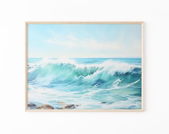 Ocean Painting Print | Beach Oil Painting Print | Ocean Wall Art | OCBO4