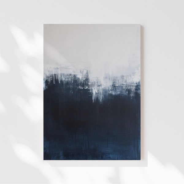 Dark Blue Abstract Canvas Wall Art, Minimalist, Dark Blue, Living Room Wall Decor, Abstract Painting Poster, Navy, Canvas Art, DBA6