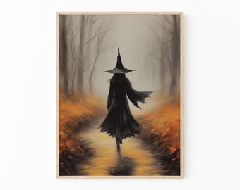 Witch In The Creek Oil Painting Print, Witch Decor, Vintage Poster, Art Poster Print, Dark Academia, Gothic Victorian WIT7