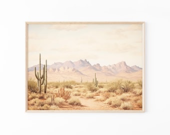 Impresión de pintura de paisaje del desierto de Arizona, foto de los Cuatro Picos, arte mural del suroeste, impresión de paisaje desértico, póster de naturaleza, ADLP4