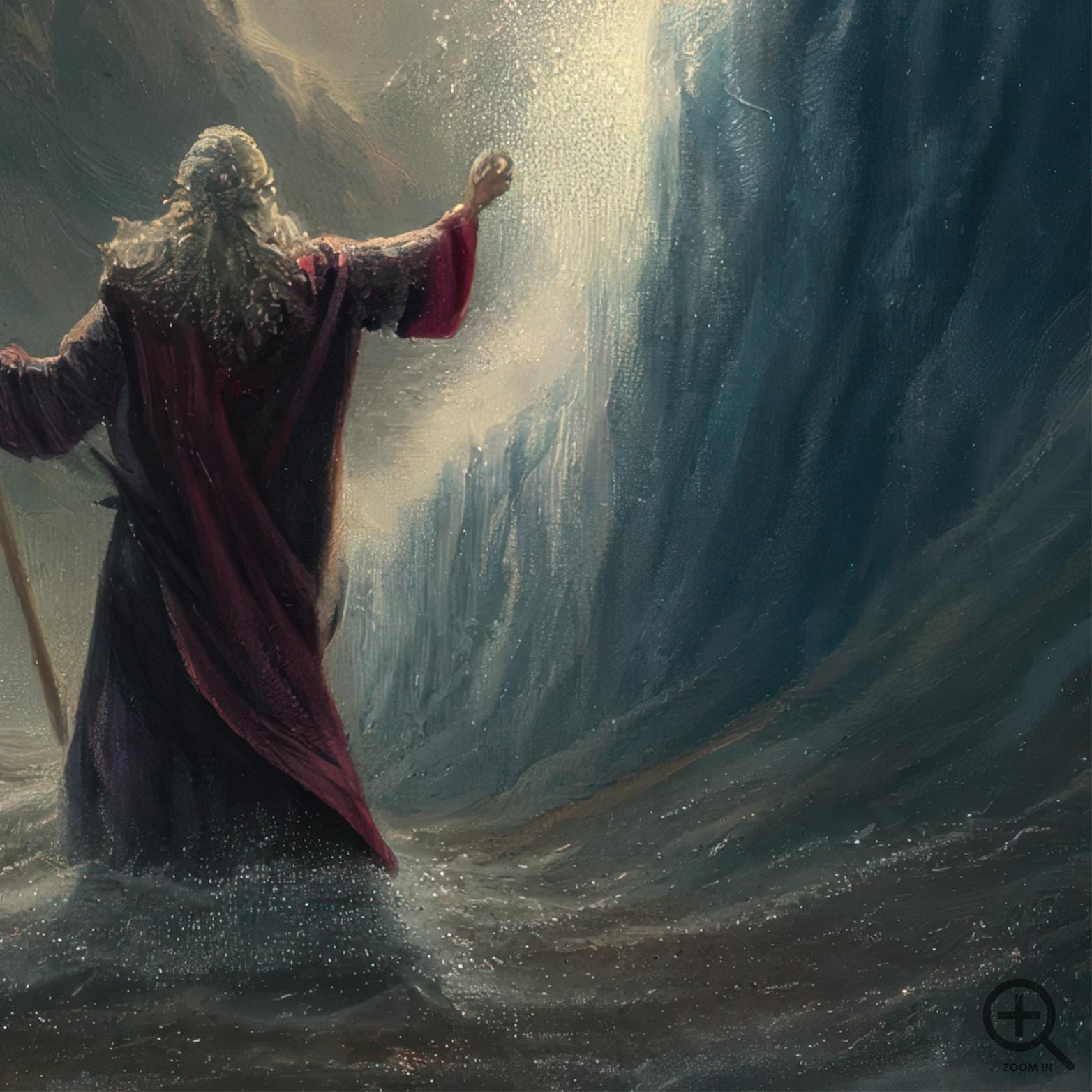 Moses Parting of the Red Sea Original Oil Painting Bible Print Art