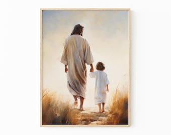 Child of God Oil Painting Print, Jesus shows the way, Christian Art, Bible Art, Scripture Wall Art, Christian Painting Art Print