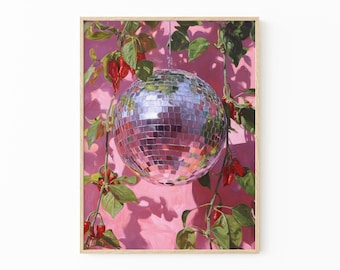 Disco Ball & Chili Pepper Print: Funky Kitchen Wall Art | SWB2