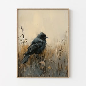 Stampa ad olio di uccello nidificato / Arte murale di uccelli, Dark Academia / Pittura antica / Arte vintage, Decorazione della stanza di casa, Goth Cottagecore / BNO2