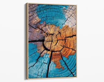 Colourful Tree Rings Oil Painting Canvas Print | Elegant Natural Decor | Tree Ring Art | Wood Nature Art Decor | CTR4