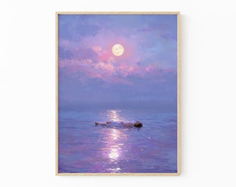 Feeling the Ocean Painting Print: Sea Swimming Coastal Wall Art | HLF1