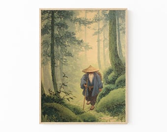 Vintage Japanese Forest Print | Kawase Hasui Inspired Woodblock Wall Art | WFW3