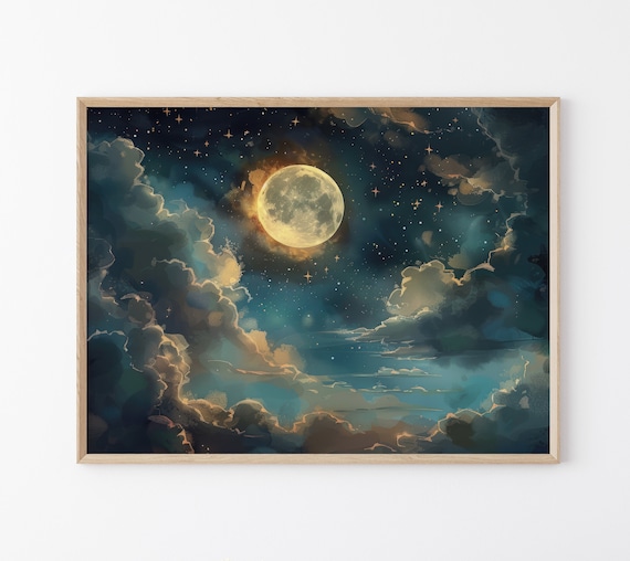 「MOON.」CLARITY ART Vintage Enchanting Celestial Moon Art Oil Painting Print