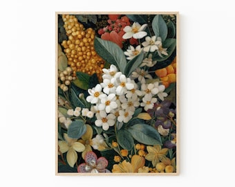 Impresión botánica abstracta / Arte de flores silvestres tropicales terrosas / Decoración del hogar bohemia / TCC1