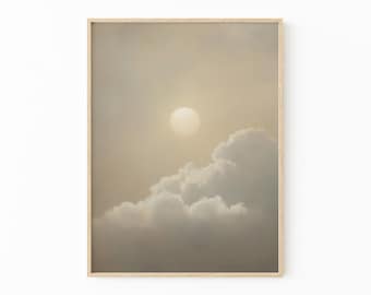 Vintage Sunrise Cloud Oil Painting Print | Nursery Wall Art | Sky Wall Art | Antique Oil Painting | Cloud Print | VSR4
