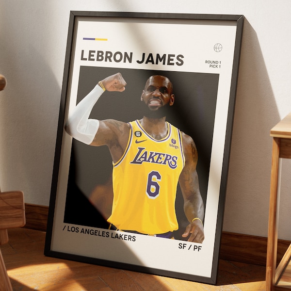 Lebron James Poster, LA Lakers Poster Print, NBA Poster, Minimalist, Bedroom Wall Art, Lakers Wall Art