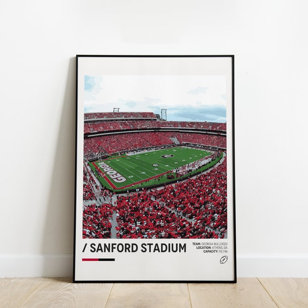 Sanford Stadium Poster, Georgia Bulldogs Poster, Minimalist Sports Poster, Office Wall Art, Bedroom Wall Art, Stadium Print Download