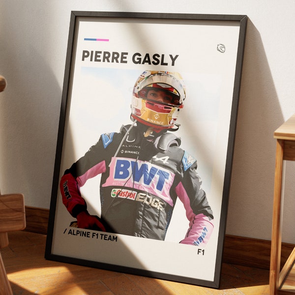 Pierre Gasly Poster, Alpine F1 Team, Formula 1 Poster, Minimalist Poster, Bedroom Wall Art, Alpine F1 Team Wall Art