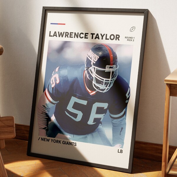 Lawrence Taylor Poster, NFL Poster, New York Giants Poster Download, Minimalist Poster, Office Wall Art, New York Giants Wall Art