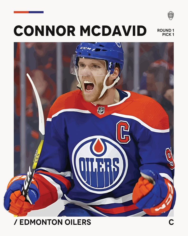 Connor Mcdavid Poster, Edmonton Oilers Poster, NHL Art, Minimalist ...