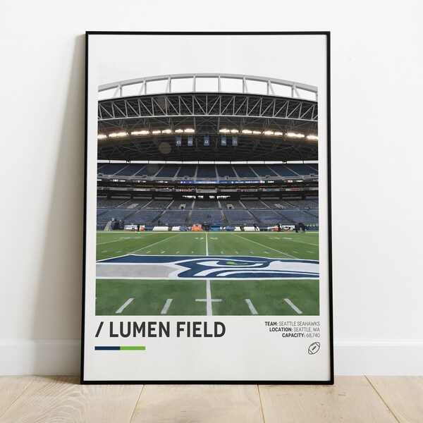 Lumen Field Poster, Seattle Seahawks Poster, Minimalist Sports Poster, Bedroom Wall Art, Office Wall Art, Stadium Print Download