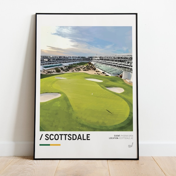 TPC Scottsdale Poster, WM Phoenix Open Poster, Minimalist Sports Poster, Office Wall Art, Golf Wall Art, Golf Course Print Download