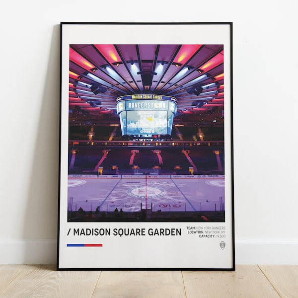Madison Square Garden Poster, New York Rangers Poster, Minimalist Sports Poster, Office Wall Art, Bedroom Wall Art, Stadium Print Download