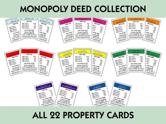 Monopoly Property Cards Printable - Il Fullxfull.5316815197 Kp2k 