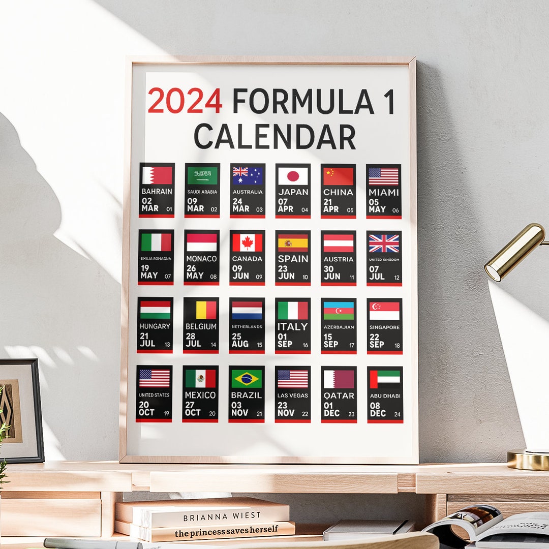 Carte de vœux for Sale avec l'œuvre « Calendrier Formule voitures de course  2024 circuits couleurs blanc » de l'artiste ideasfinder