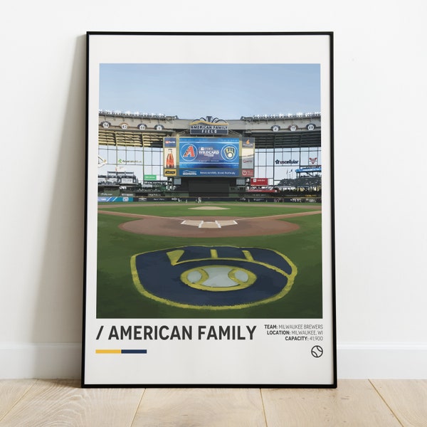 American Family Field Poster, Milwaukee Brewers Poster, Minimalist MLB Poster, Office Wall Art, Bedroom Wall Art, Stadium Print Download