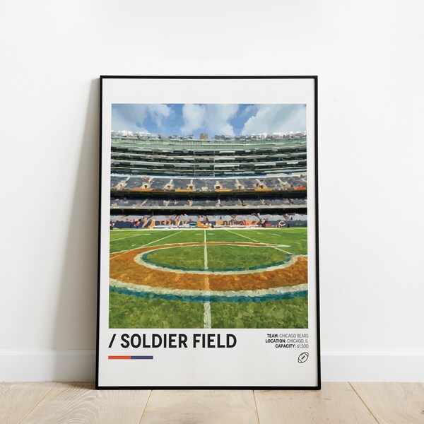 Soldier Field Poster, Chicago Bears Poster, Minimalist Sports Poster, Office Wall Art, Bedroom Wall Art, Stadium Print Download