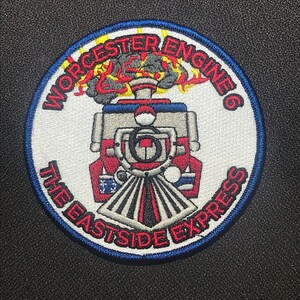 Worcester Fire Dept Engine-6 Train Patch MA Boston Vermont nh FDNY New York Jersey Hartford Springfield Indian