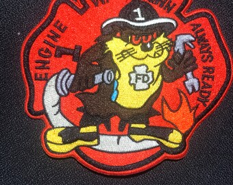 Watertown Fire Dept Motor-1 Tazmanian Devil Patch New York FDNY NH MA Mass Helmet Truck Toy Taz Red Sox Celtics Bruins Patriots Fenway