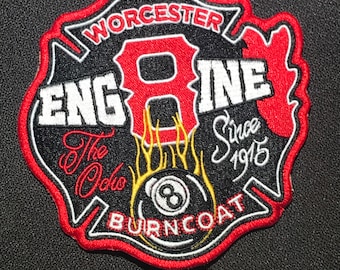 Worcester Feuerwehrauto-8 8-Ball Patch MA Boston Vermont nh LDNY New York Jersey Hartford Springfield Indianer