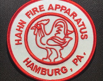 HAHN Red and White Fire Apparatus Patch Md Va CalFire Ca Va Chicago Ohio Pa Ct NH Vt La New York FDNY Ma Mass